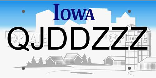 QJDDZZZ Iowa License Plate