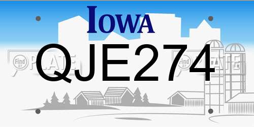 QJE274 Iowa License Plate