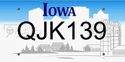 QJK139 Iowa License Plate