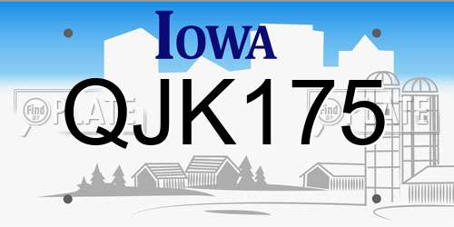 QJK175 Iowa License Plate