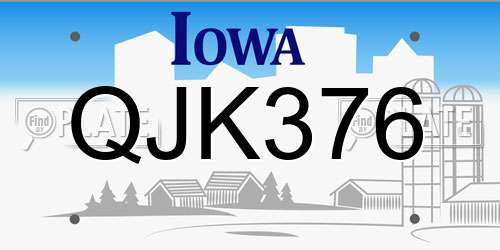 QJK376 Iowa License Plate