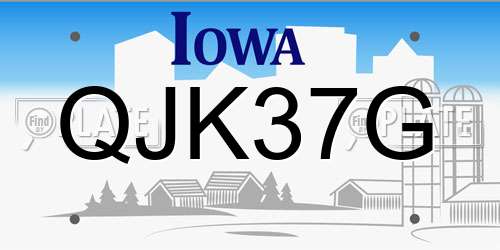 QJK37G Iowa License Plate
