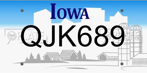 QJK689 Iowa License Plate
