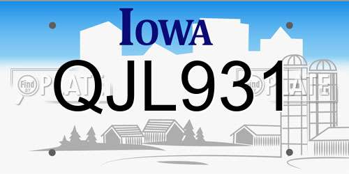 QJL931 Iowa License Plate