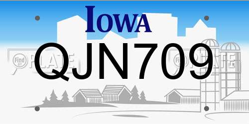 QJN709 Iowa License Plate
