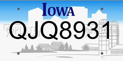 QJQ8931 Iowa License Plate