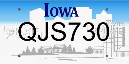 QJS730 Iowa License Plate