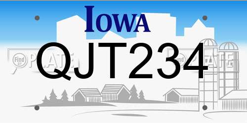 QJT234 Iowa License Plate