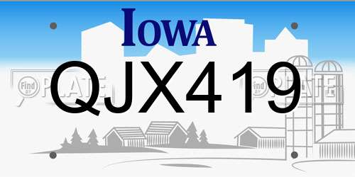 QJX419 Iowa License Plate