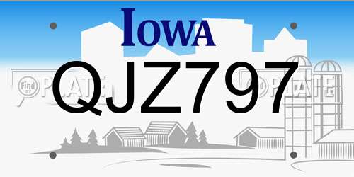QJZ797 Iowa License Plate