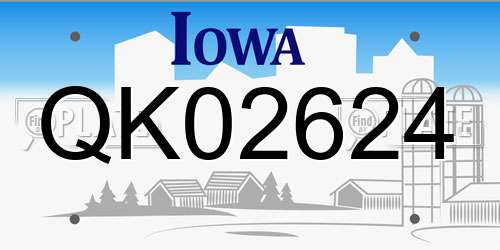 QK02624 Iowa License Plate