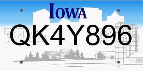 QK4Y896 Iowa License Plate