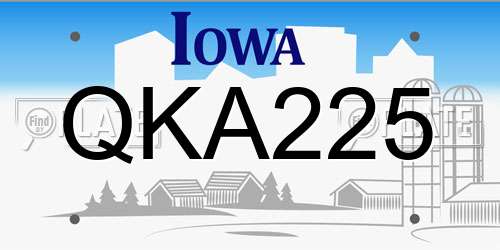 QKA225 Iowa License Plate