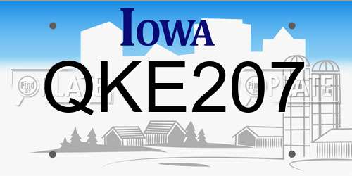 QKE207 Iowa License Plate