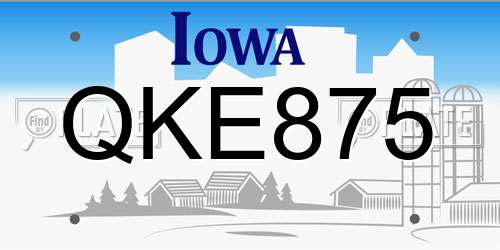 QKE875 Iowa License Plate