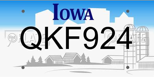 QKF924 Iowa License Plate