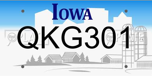 QKG301 Iowa License Plate