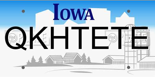 QKHTETE Iowa License Plate