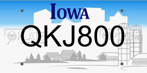 QKJ800 Iowa License Plate