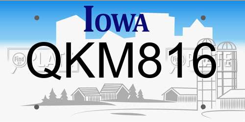 QKM816 Iowa License Plate