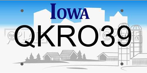 QKRO39 Iowa License Plate