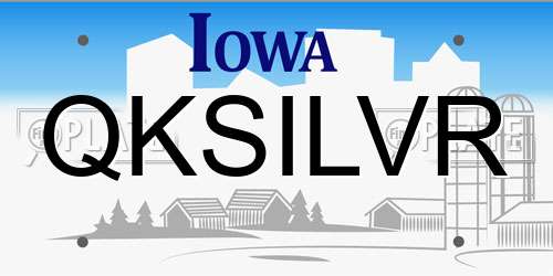 QKSILVR Iowa License Plate
