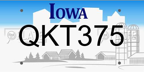 QKT375 Iowa License Plate