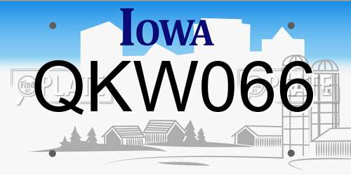 QKW066 Iowa License Plate
