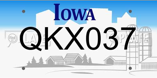 QKX037 Iowa License Plate