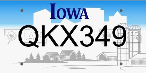 QKX349 Iowa License Plate