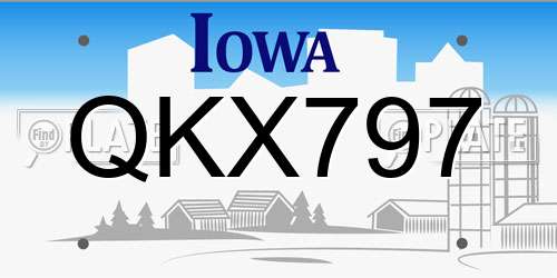 QKX797 Iowa License Plate