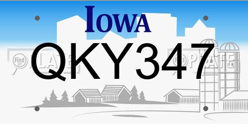 QKY347 Iowa License Plate