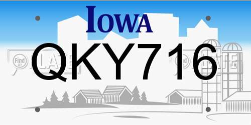 QKY716 Iowa License Plate