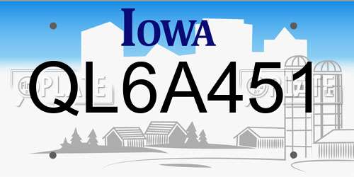 QL6A451 Iowa License Plate