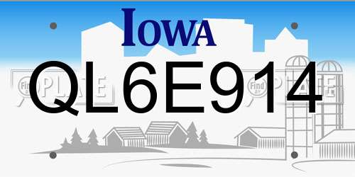 QL6E914 Iowa License Plate