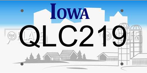 QLC219 Iowa License Plate