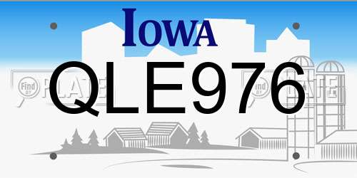 QLE976 Iowa License Plate