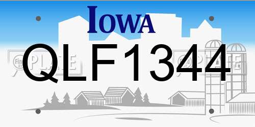 QLF1344 Iowa License Plate