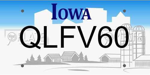 QLFV60 Iowa License Plate