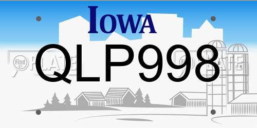 QLP998 Iowa License Plate