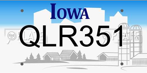 QLR351 Iowa License Plate