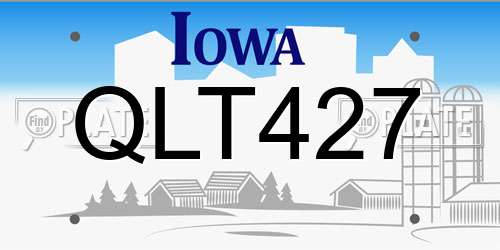 QLT427 Iowa License Plate