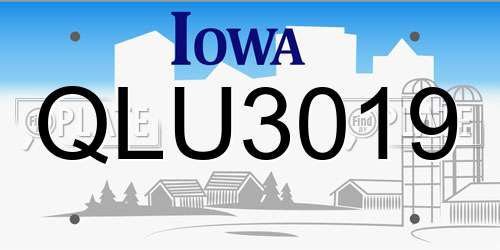 QLU3019 Iowa License Plate