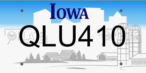 QLU410 Iowa License Plate