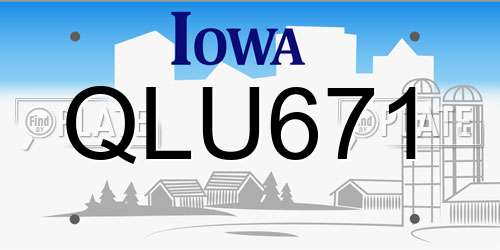 QLU671 Iowa License Plate
