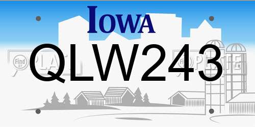 QLW243 Iowa License Plate