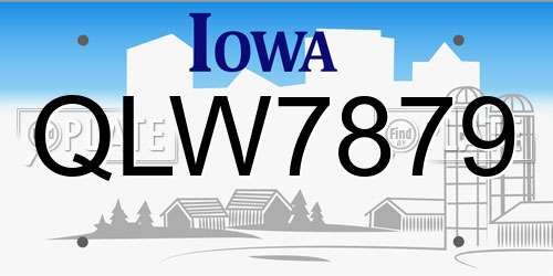 QLW7879 Iowa License Plate