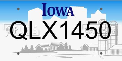 QLX1450 Iowa License Plate
