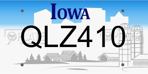QLZ410 Iowa License Plate