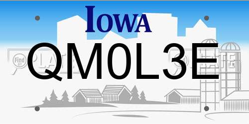 QM0L3E Iowa License Plate